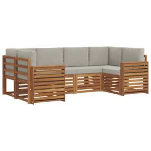 Rohová sofa sada s polštářem 6 pcs Přírodní a světle šedá - obrázek 2