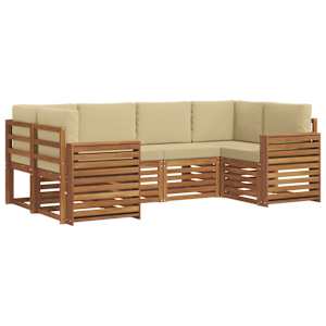 Rohová sofa sada s polštářem 6 pcs Přirozená a Béžová - obrázek 2