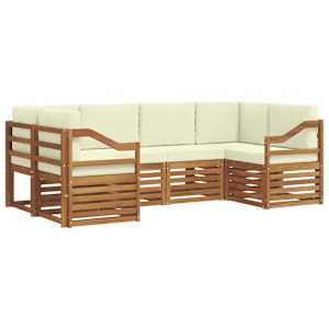 Rohová sofa sada s polštářem 6 pcs Přirozená a Krémová - obrázek 2