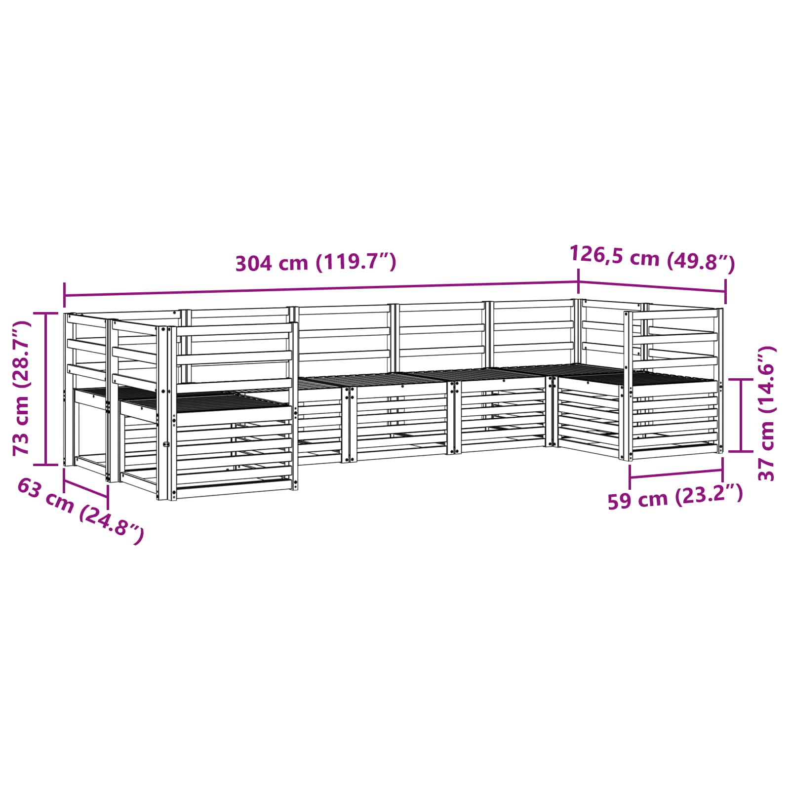 Sofa-Sets 7 pcs Naturel Massief Acaciahout image 6