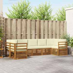 Zunanja garnitura za sedenje z blazino 7 pcs Naravna in smetana