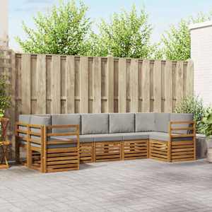 Zunanja garnitura za sedenje 7 pcs Naravna in svetlo siva