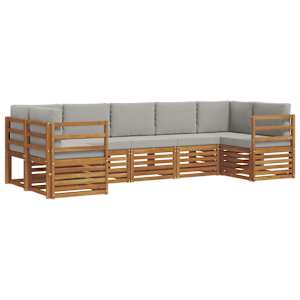 Rohová sofa sada s polštářem 7 pcs Přírodní a světle šedá - obrázek 2