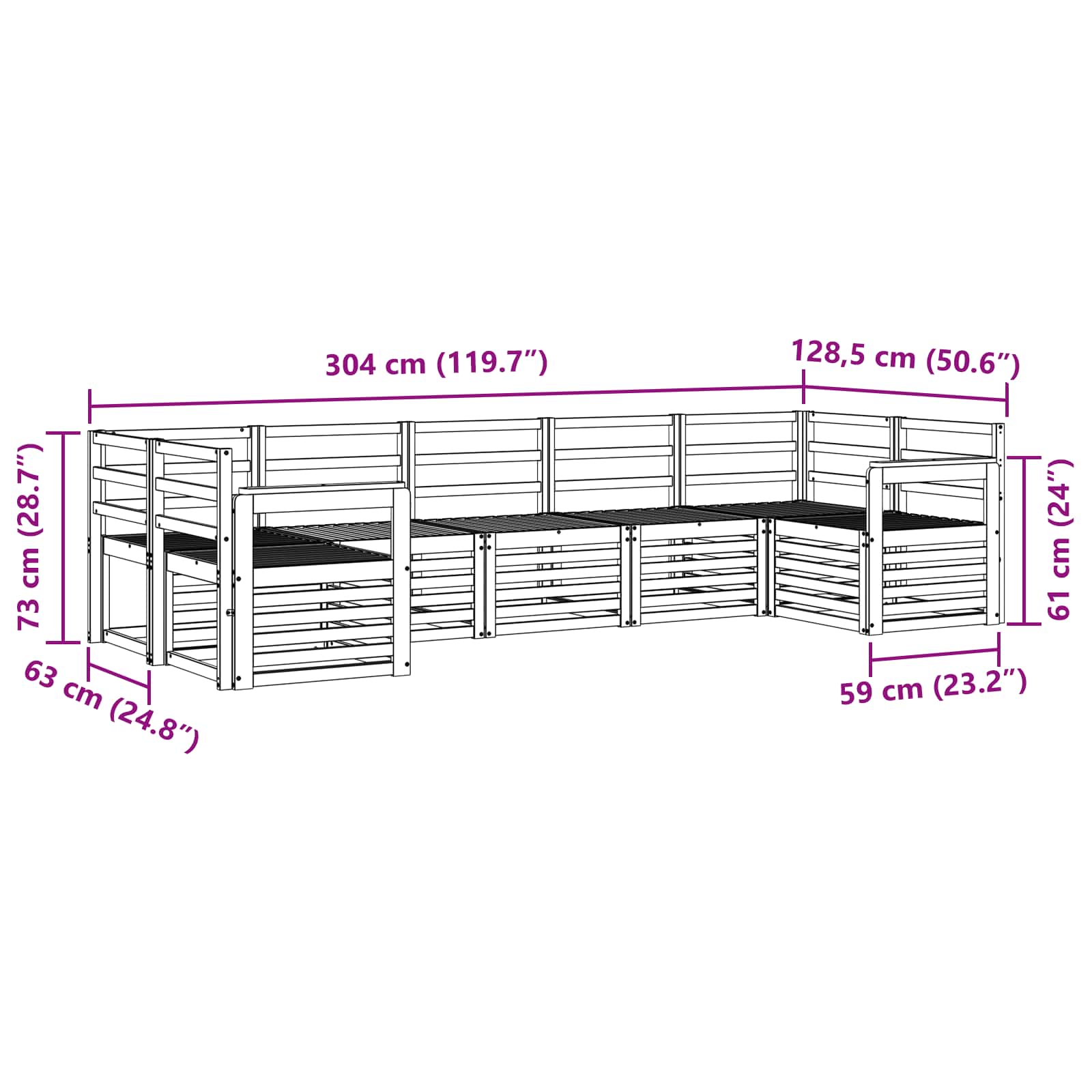Sofa-Sets 7 pcs Naturel Massief Acaciahout image 7