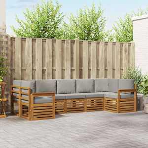 Zunanja garnitura za sedenje 7 pcs Naravna in svetlo siva