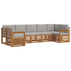 Rohová sofa sada s polštářem 7 pcs Přírodní a světle šedá - obrázek 2