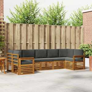 Zunanja garnitura za sedenje 7 pcs Naravna in antracitna