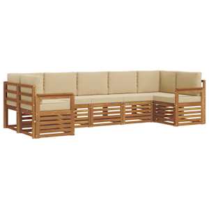 Rohová sofa sada s polštářem 7 pcs Přirozená a Béžová - obrázek 2
