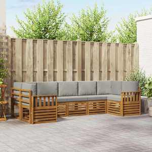 Zunanja garnitura za sedenje 7 pcs Naravna in svetlo siva