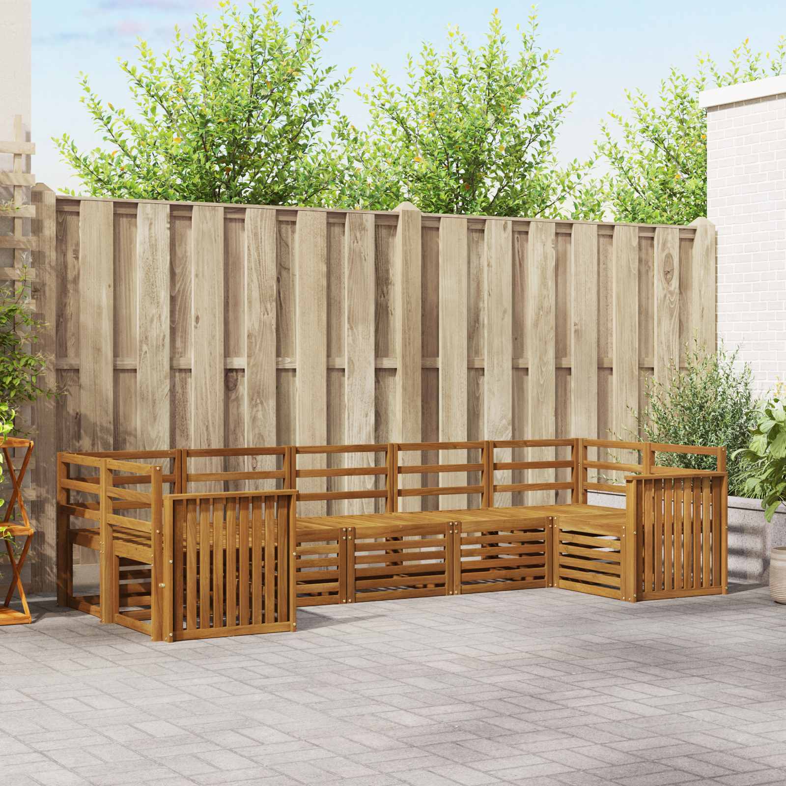 Sedežne garniture 7 pcs Naravna Masiven les akacije