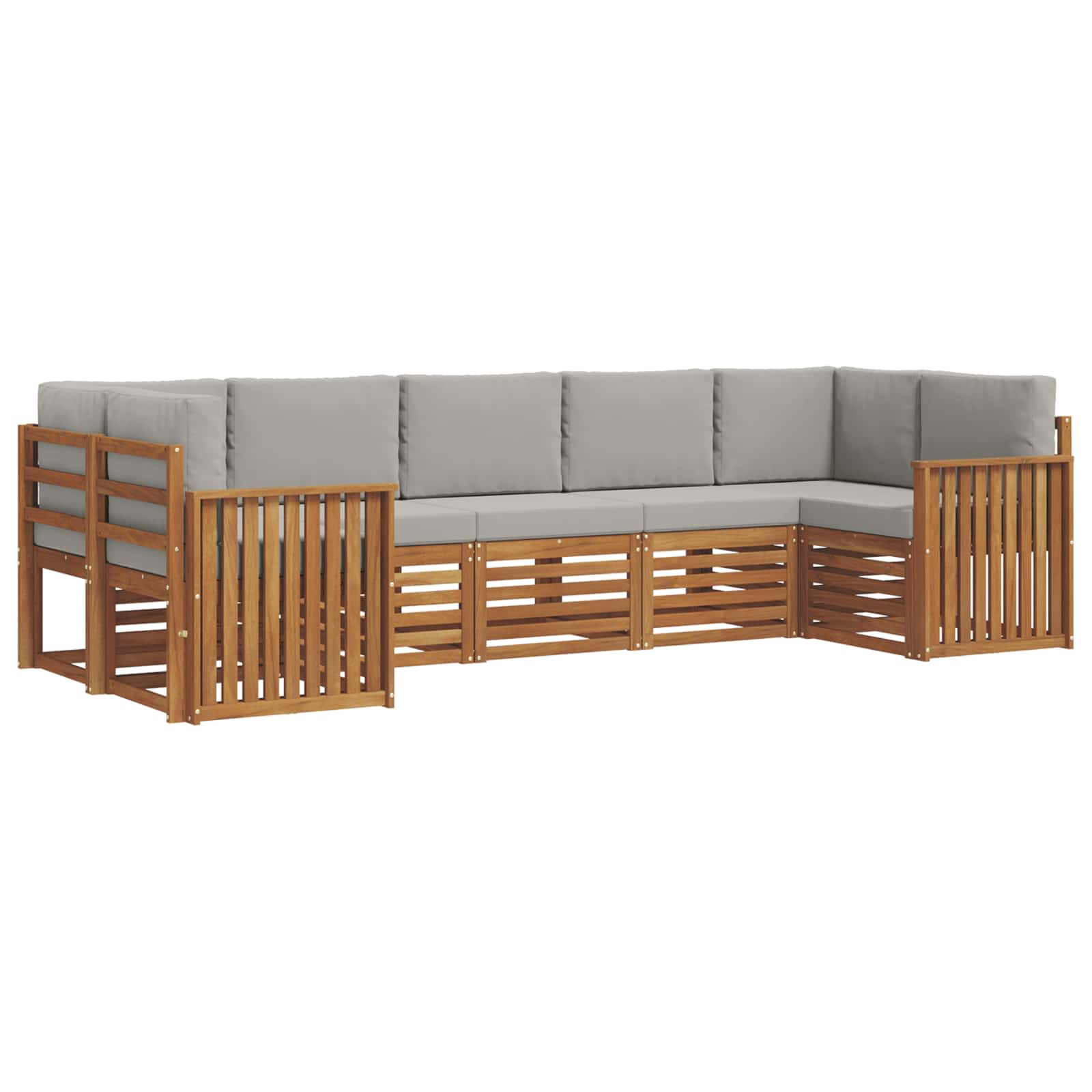 Sofa-Sets 7 pcs Natuurlijk en Lichtgrijs Massief Acaciahout image 2