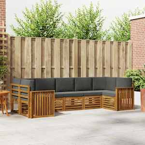 Zunanja garnitura za sedenje 7 pcs Naravna in antracitna