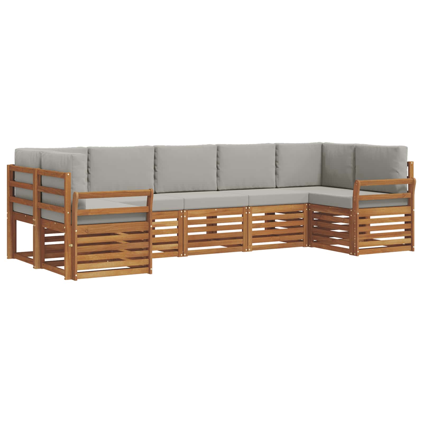 Sofa-Sets 7 pcs Natuurlijk en Lichtgrijs Massief Acaciahout image 2