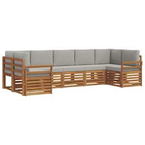 Rohová sofa sada s polštářem 7 pcs Přírodní a světle šedá - obrázek 2