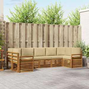 Zunanja garnitura za sedenje z blazino 7 pcs Naravna in bež