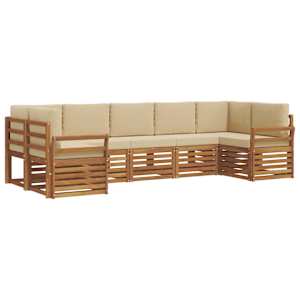 Rohová sofa sada s polštářem 7 pcs Přirozená a Béžová - obrázek 2