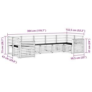 Rohová sofa sada 7 pcs Přírodní - obrázek 8
