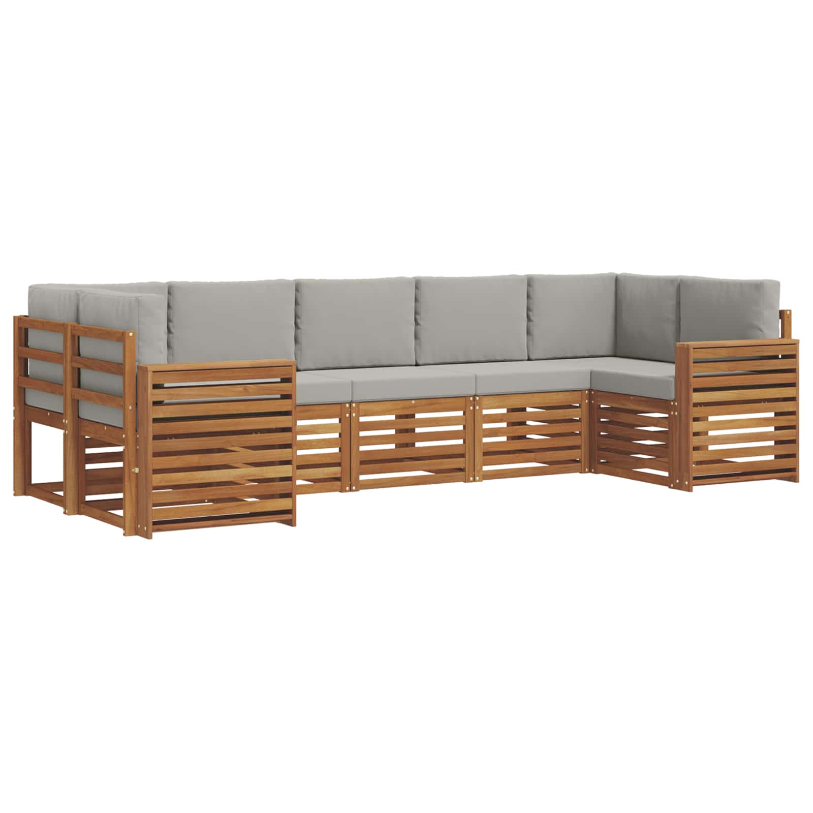 Sofa-Sets 7 pcs Natuurlijk en Lichtgrijs Massief Acaciahout image 2