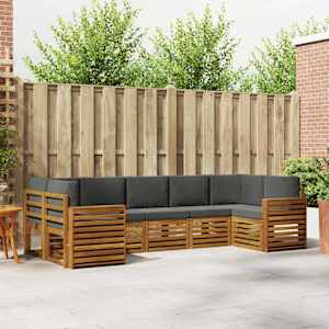 Zunanja garnitura za sedenje 7 pcs Naravna in antracitna