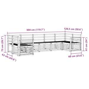 Rohová sofa sada 7 pcs Přírodní Masivní akátové dřevo - obrázek 8