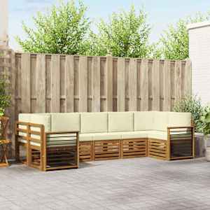 Zunanja garnitura za sedenje z blazino 7 pcs Naravna in smetana