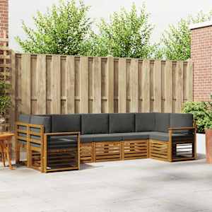 Zunanja garnitura za sedenje 7 pcs Naravna in antracitna