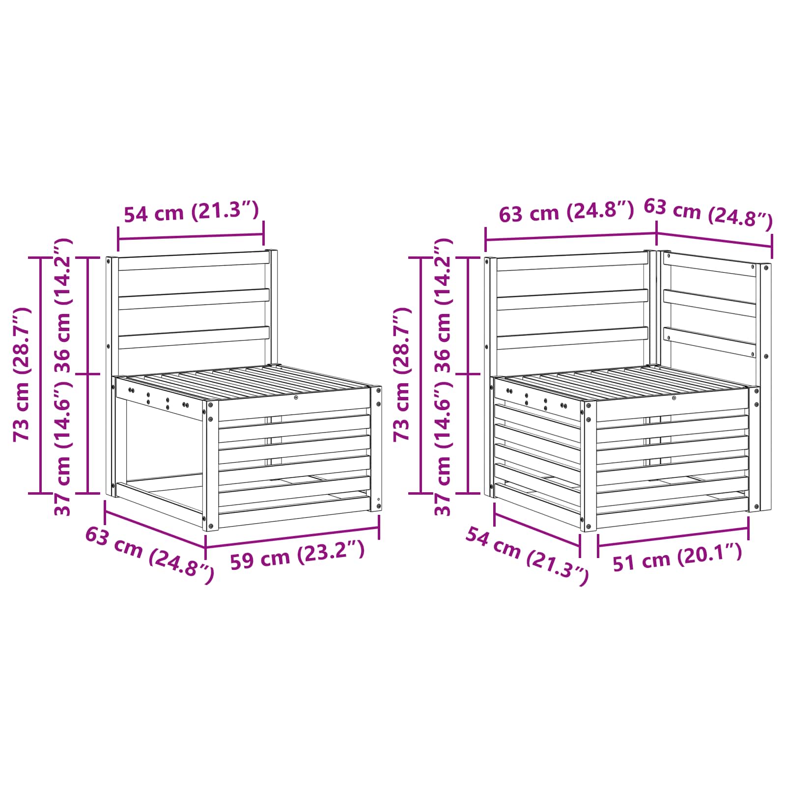 Sedežne garniture 7 pcs Naravna Masiven les akacije - slika 9