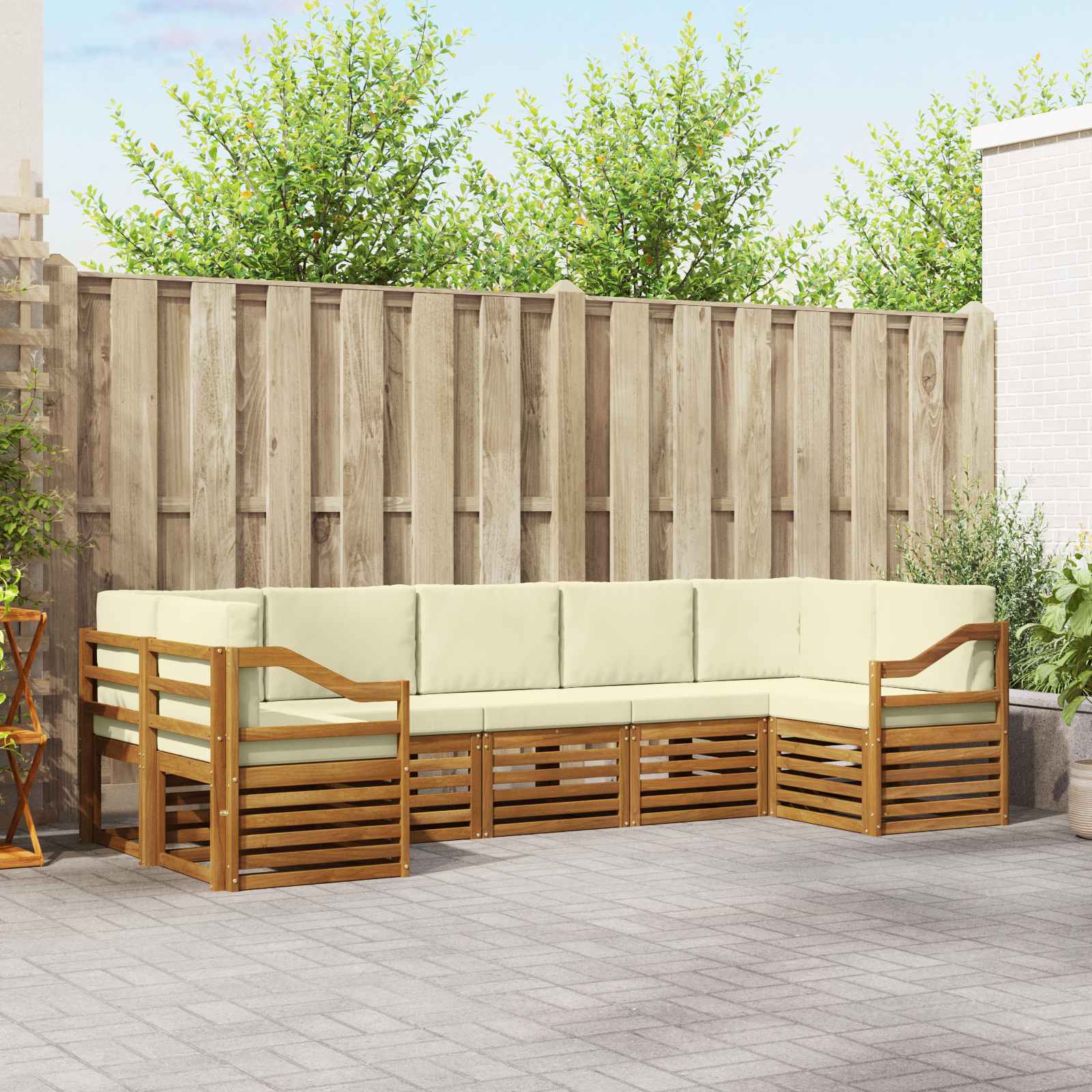 vidaXL Sofagarnituren 7 pcs Natur und Creme Massivholz Akazie