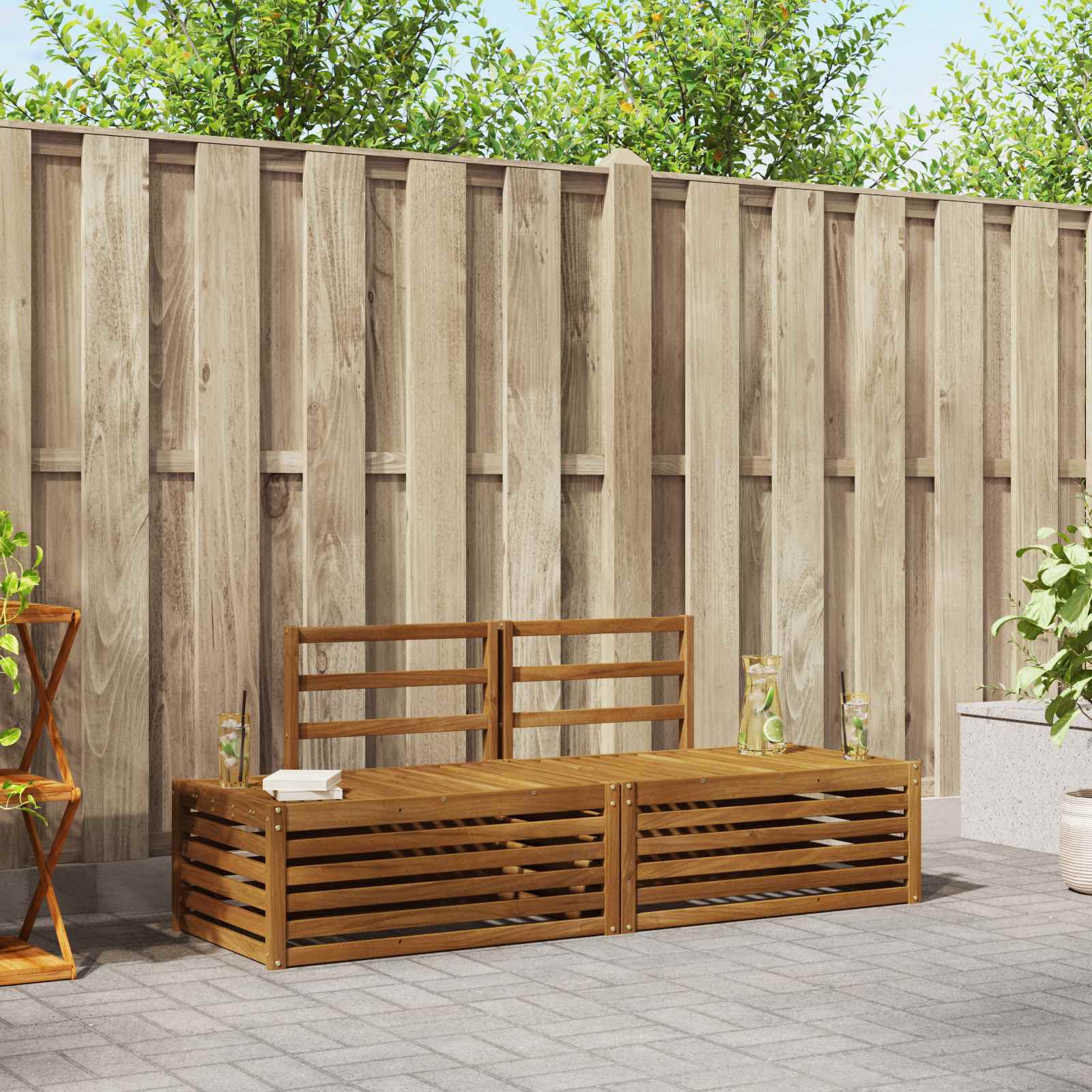 vidaXL Outdoor-Sofagarnitur 2 Stück Natur 182,5 x 63 x 73 cm