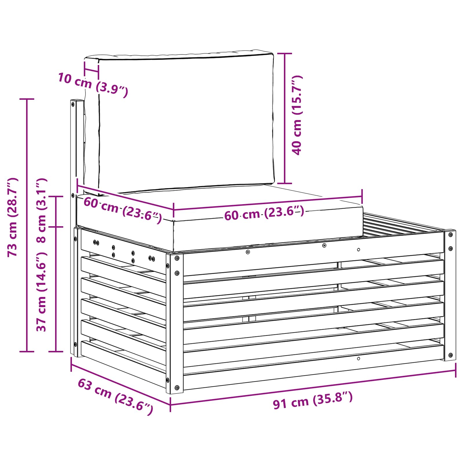 Zunanja garnitura za sedenje z blazino 2 Kos Naravna in bež - slika 8