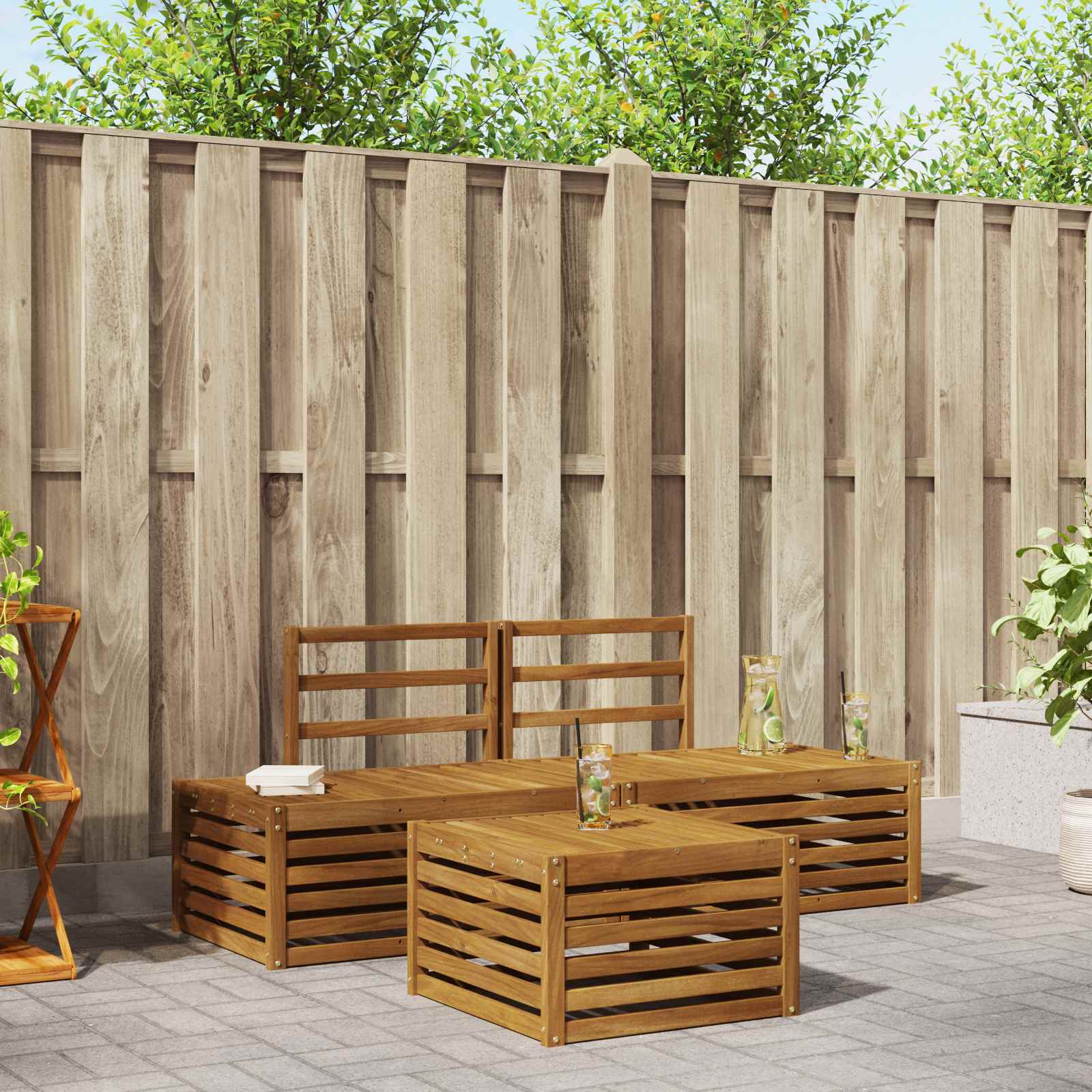 vidaXL Set de canapele de exterior natural 59 x 59 x 37 cm