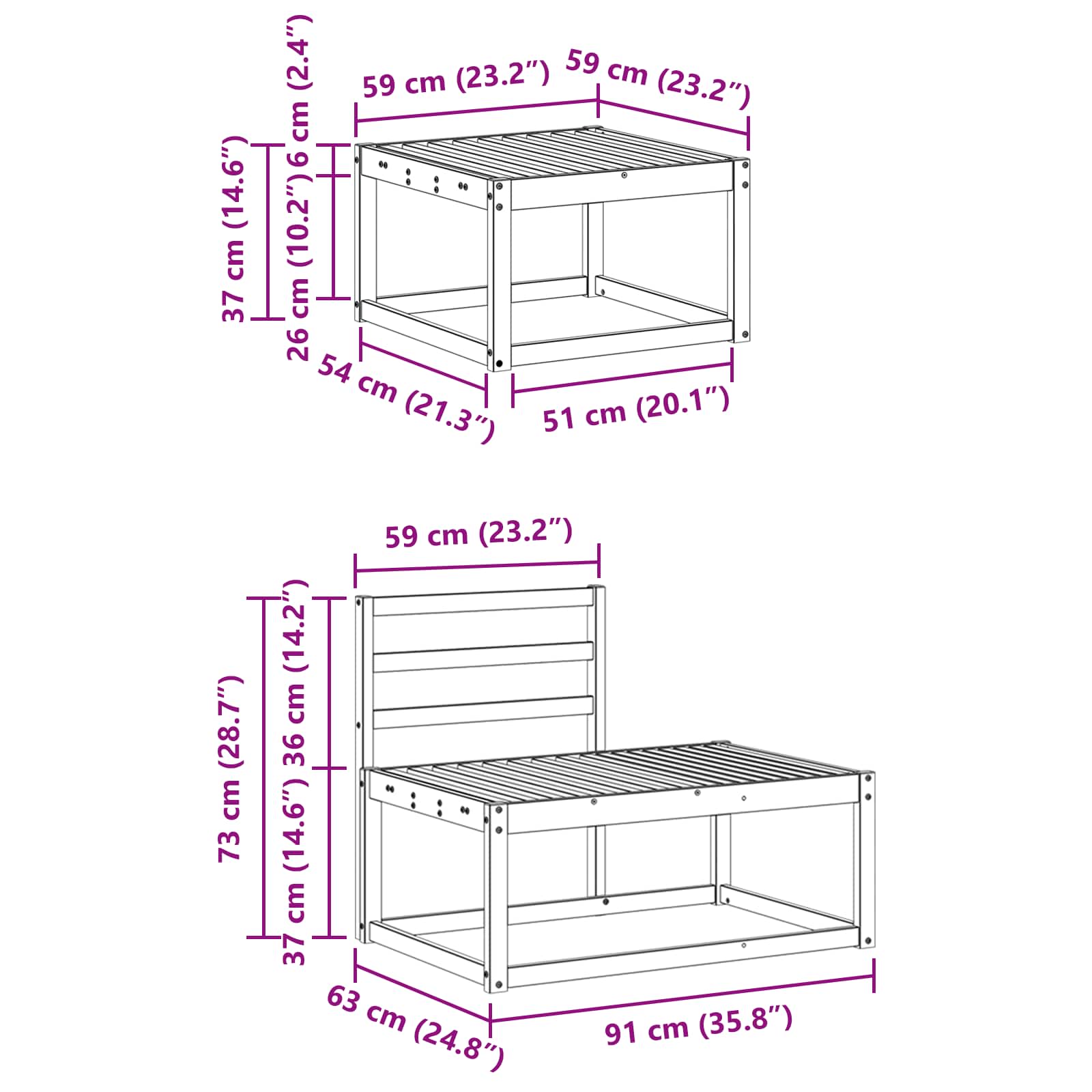 Sofa-Sets 3 Stuk Naturel Massief Acaciahout image 9