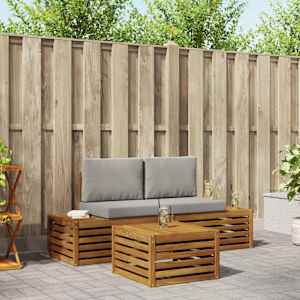 Zunanja garnitura za sedenje 3 Kos Naravna in svetlo siva