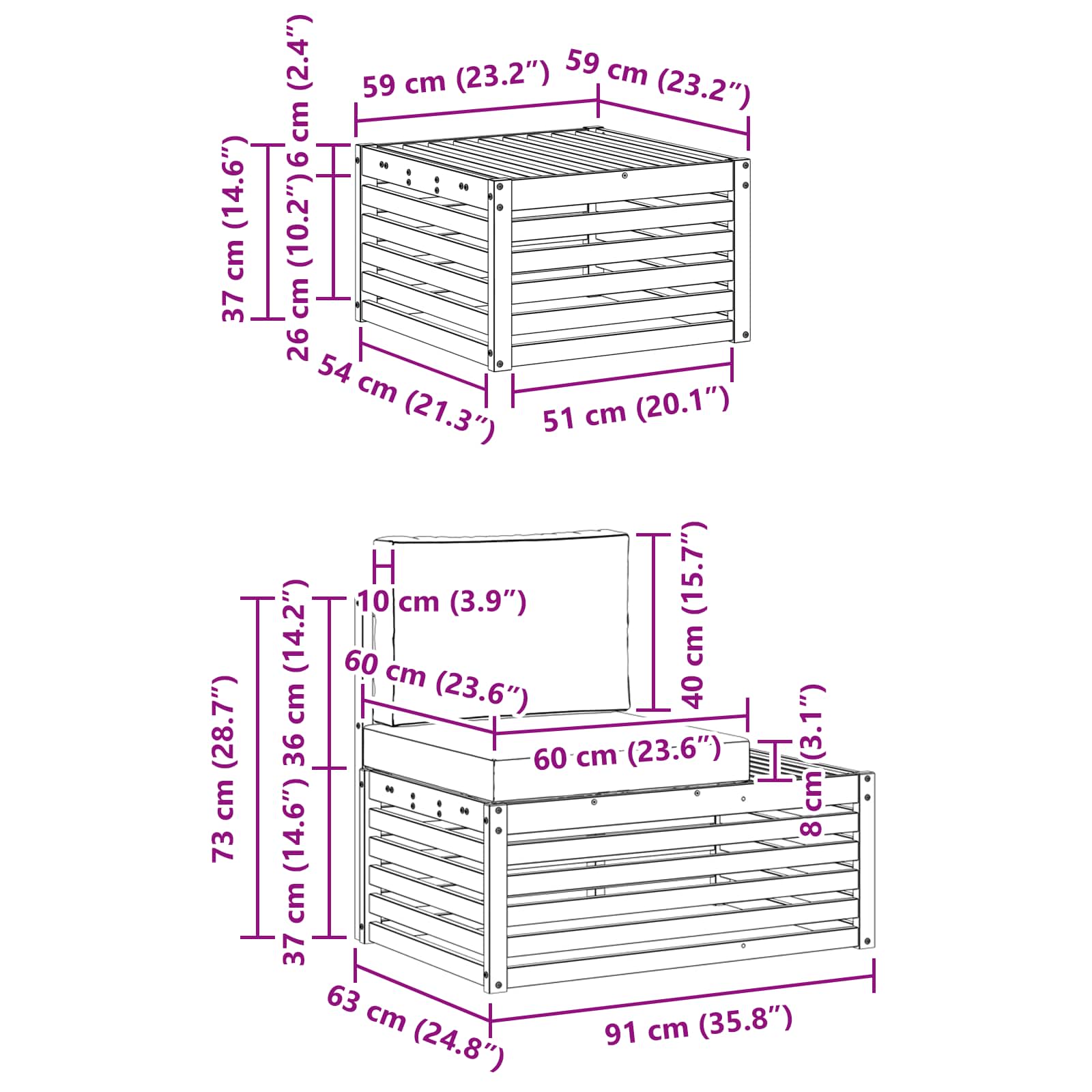 Zunanja garnitura za sedenje z blazino 3 Kos Naravna in bež - slika 9
