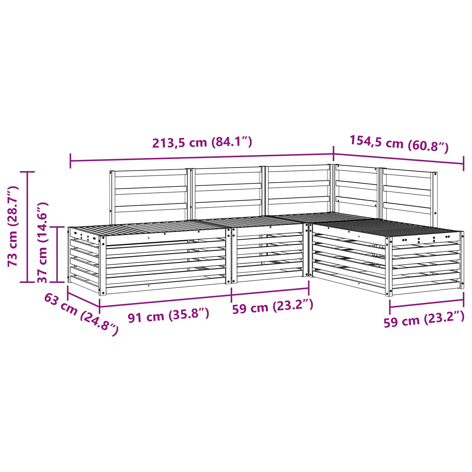 Buiten bankenset 4 Stuk Naturel Massief Acaciahout image 9