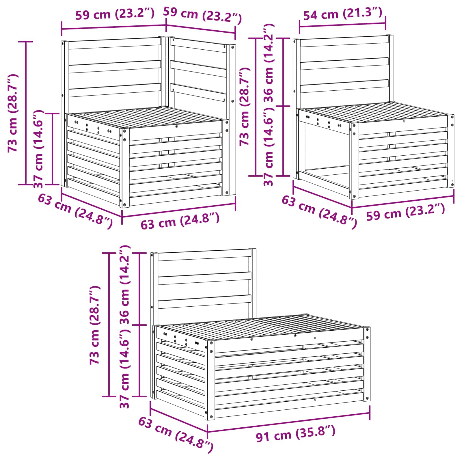 Buiten bankenset 4 Stuk Naturel Massief Acaciahout image 10