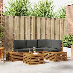 Zunanja garnitura za sedenje 5 Kos Naravna in antracitna