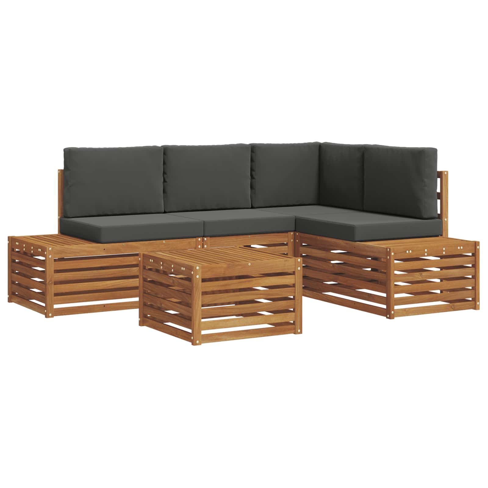 Thumbnail - vidaXL Outdoor-Sofagarnitur mit Kissen 5 Stück Natur und Anthrazit