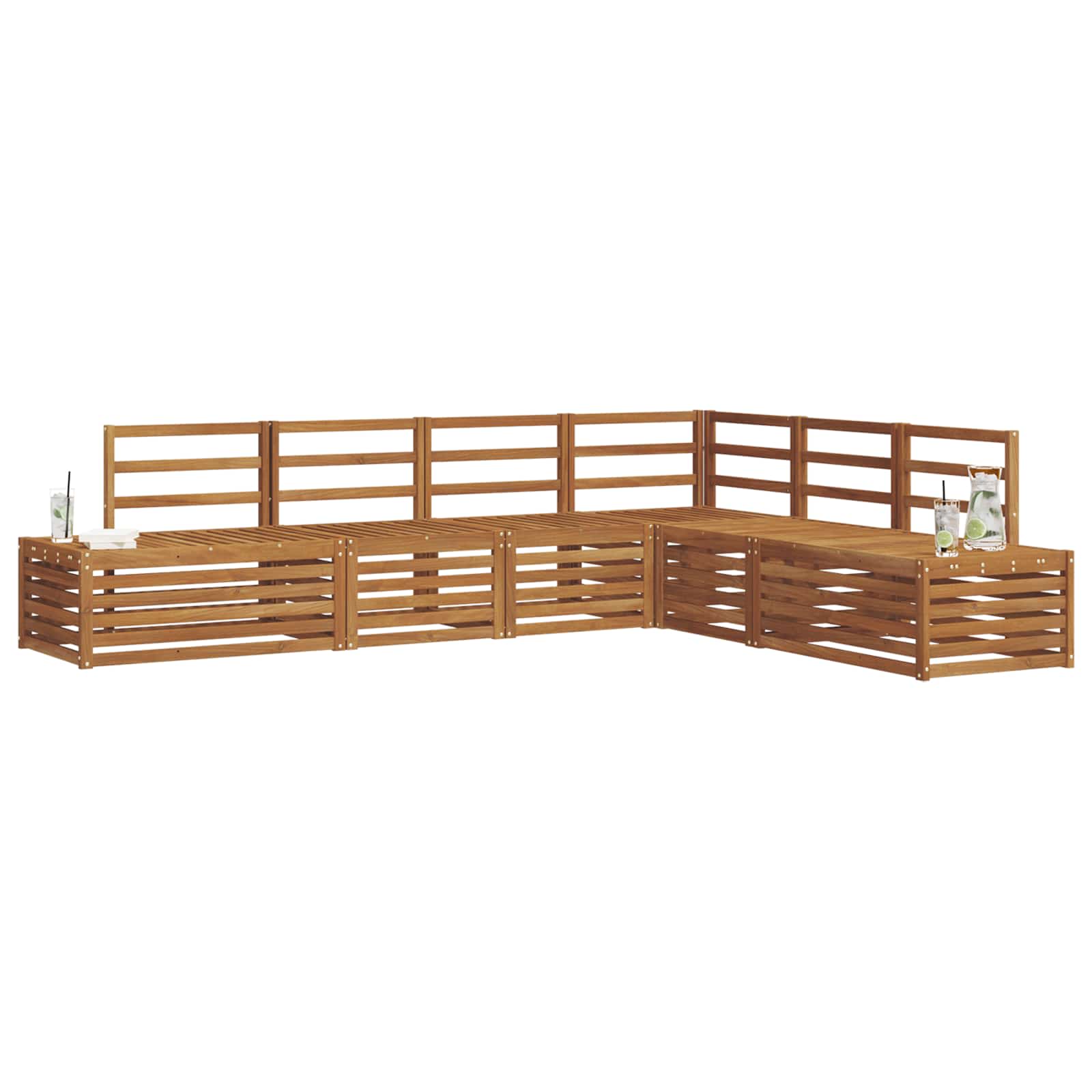 Sofa-Sets 6 Stuk Naturel Massief Acaciahout image 3