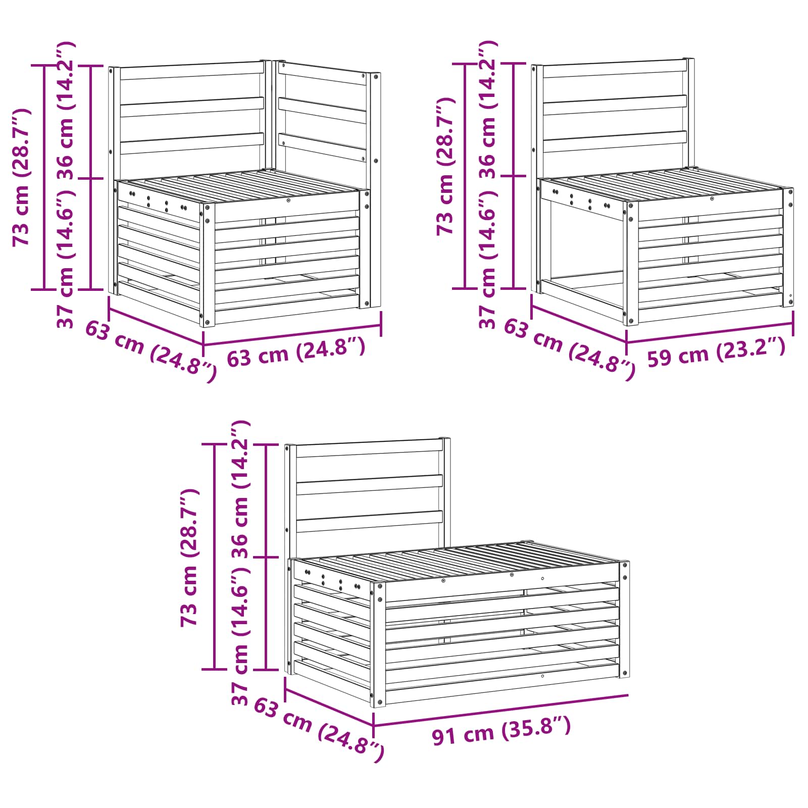 Sofa-Sets 6 Stuk Naturel Massief Acaciahout image 10