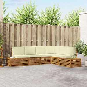 Zunanja garnitura za sedenje z blazino 6 Kos Naravna in smetana