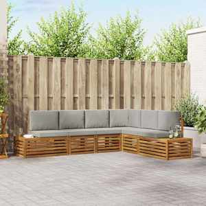 Zunanja garnitura za sedenje 6 Kos Naravna in svetlo siva