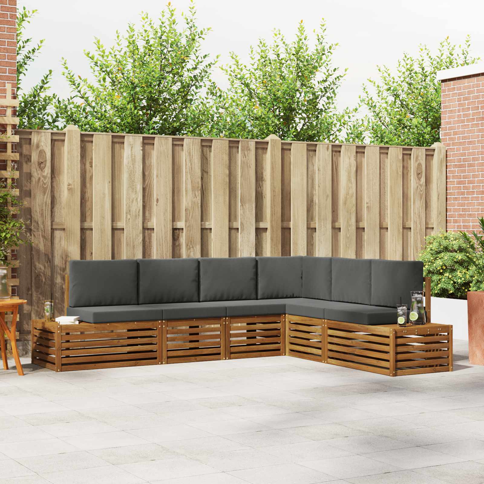 vidaXL Set de canapele de exterior cu pernă Natural și Antracit