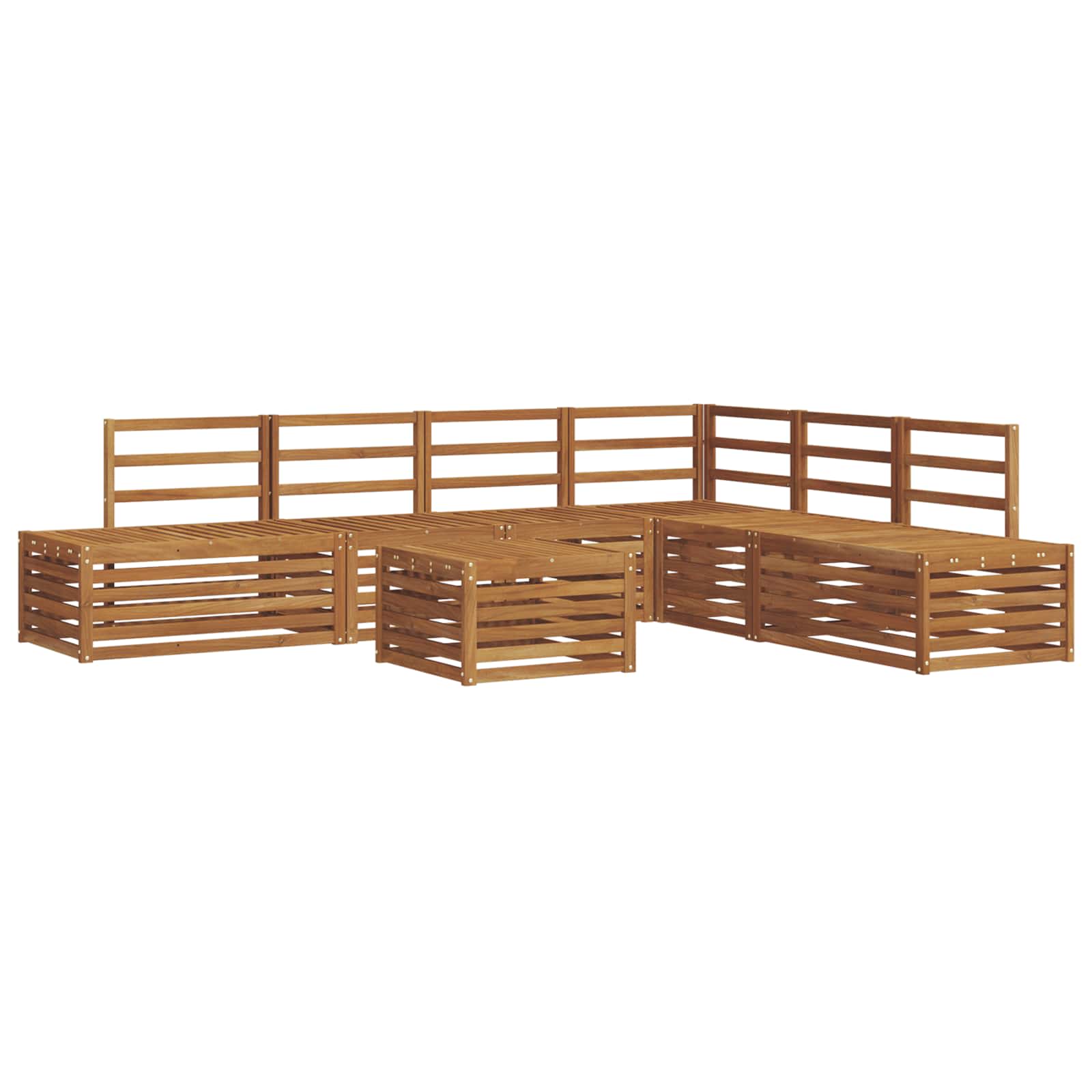 Sofa-Sets 7 Stuk Naturel Massief Acaciahout image 2