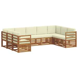Rohová sofa sada s polštářem 9 pcs Přirozená a Krémová - obrázek 2