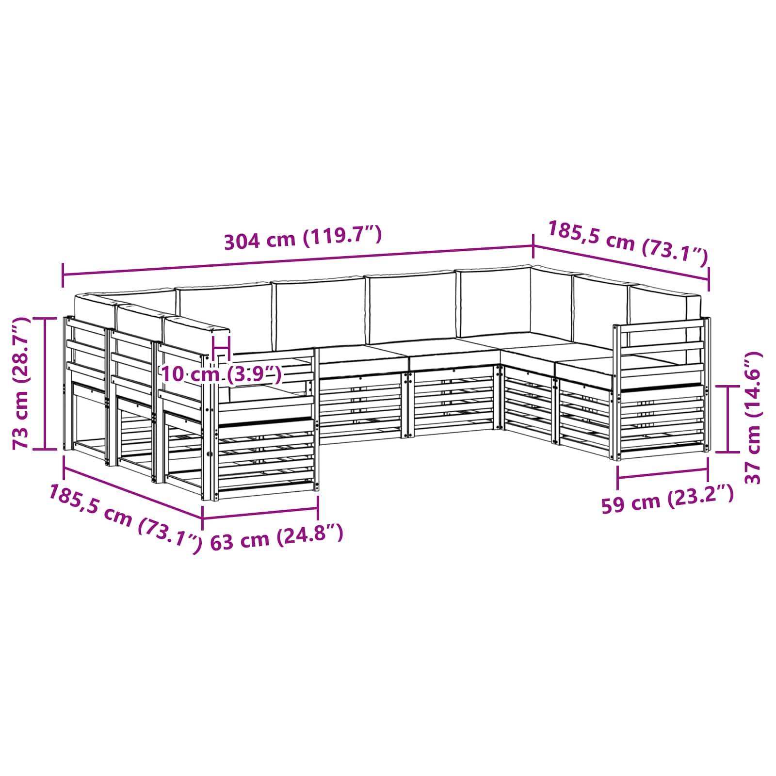 Sofa-Sets 9 pcs Natuurlijk en Lichtgrijs Massief Acaciahout image 7