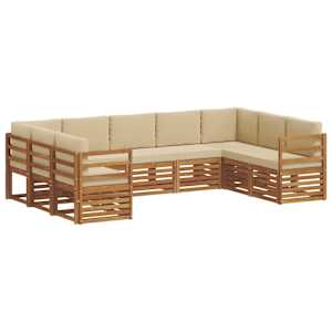 Rohová sofa sada s polštářem 9 pcs Přirozená a Béžová - obrázek 2
