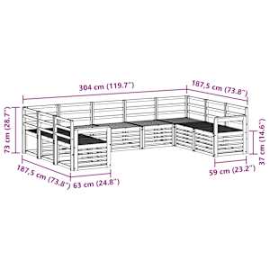 Rohová sofa sada 9 pcs Přírodní - obrázek 8