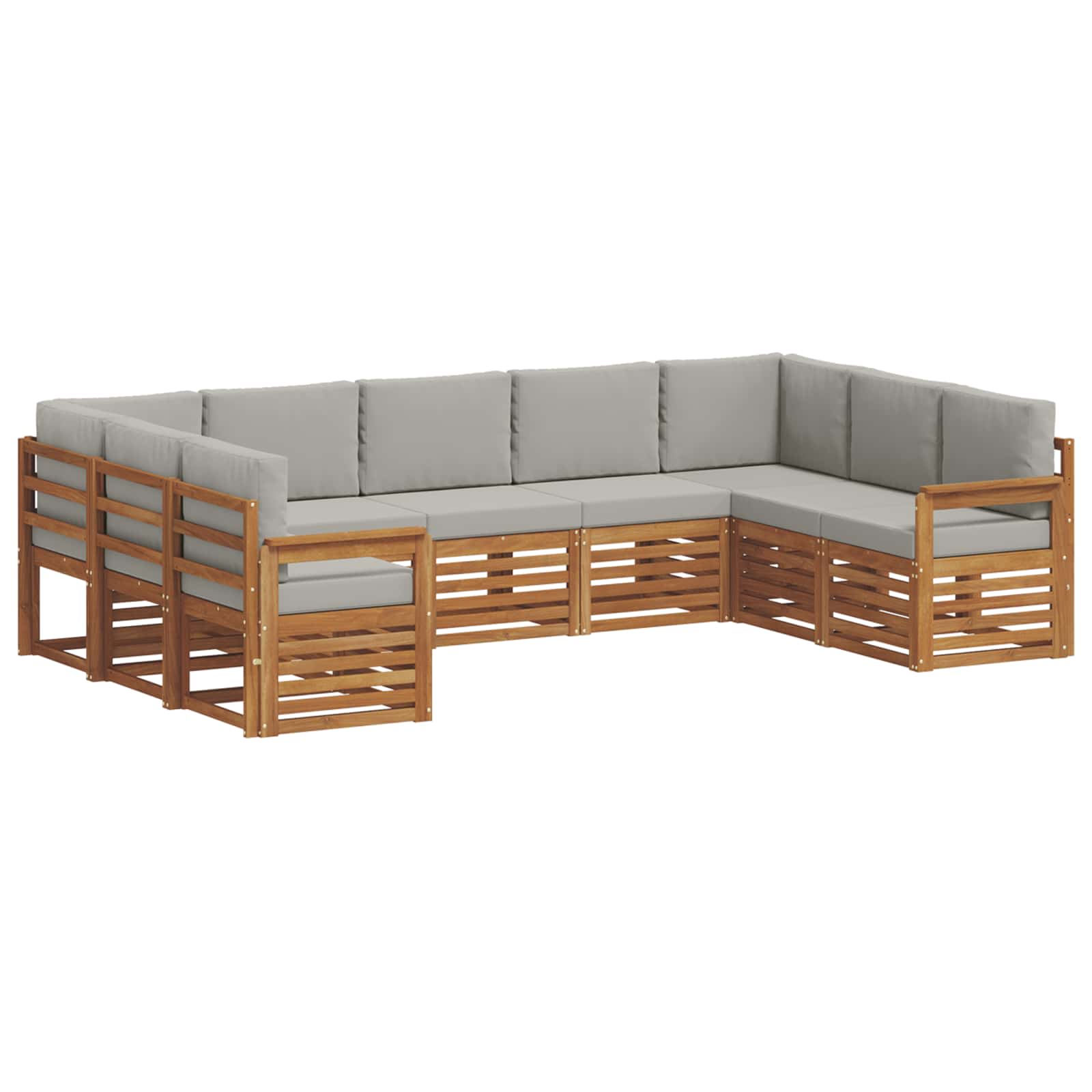 Sofa-Sets 9 pcs Natuurlijk en Lichtgrijs Massief Acaciahout image 2