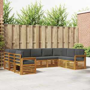 Rohová sofa sada s polštářem 9 pcs Přirozená a Anthracitová - obrázek 1